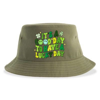 Green Retro Groovy St Patricks Day Party Sustainable Bucket Hat