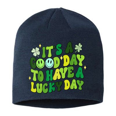 Green Retro Groovy St Patricks Day Party Sustainable Beanie