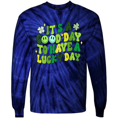 Green Retro Groovy St Patricks Day Party Tie-Dye Long Sleeve Shirt