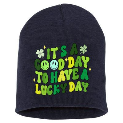 Green Retro Groovy St Patricks Day Party Short Acrylic Beanie