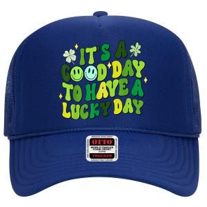 Green Retro Groovy St Patricks Day Party High Crown Mesh Back Trucker Hat