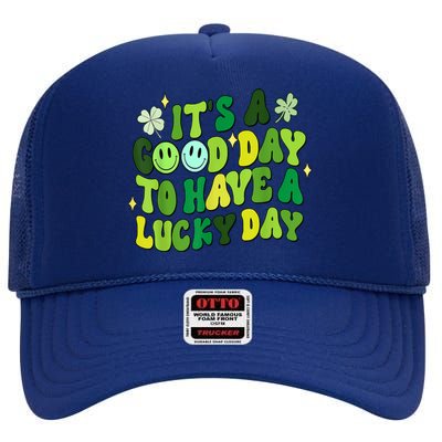 Green Retro Groovy St Patricks Day Party High Crown Mesh Back Trucker Hat