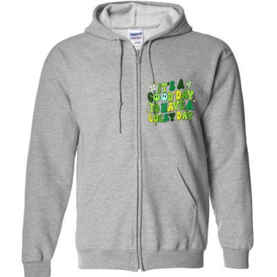 Green Retro Groovy St Patricks Day Party Full Zip Hoodie