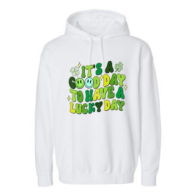 Green Retro Groovy St Patricks Day Party Garment-Dyed Fleece Hoodie