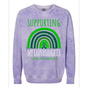 Green Rainbow Grandma Grandpa Granddaughter Cerebral Palsy Meaningful Gift Colorblast Crewneck Sweatshirt