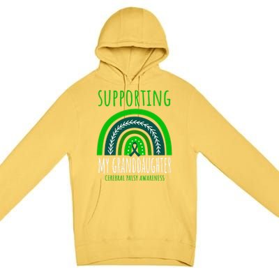 Green Rainbow Grandma Grandpa Granddaughter Cerebral Palsy Meaningful Gift Premium Pullover Hoodie