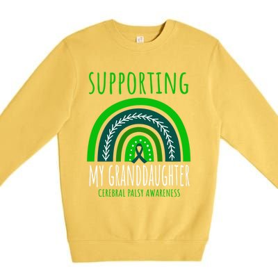 Green Rainbow Grandma Grandpa Granddaughter Cerebral Palsy Meaningful Gift Premium Crewneck Sweatshirt