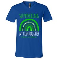 Green Rainbow Grandma Grandpa Granddaughter Cerebral Palsy Meaningful Gift V-Neck T-Shirt