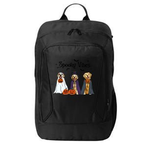 Golden Retriever Ghost Dogs Halloween Dog Witch Spooky Vibes City Backpack