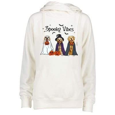 Golden Retriever Ghost Dogs Halloween Dog Witch Spooky Vibes Womens Funnel Neck Pullover Hood