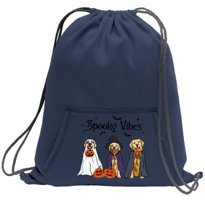 Golden Retriever Ghost Dogs Halloween Dog Witch Spooky Vibes Sweatshirt Cinch Pack Bag