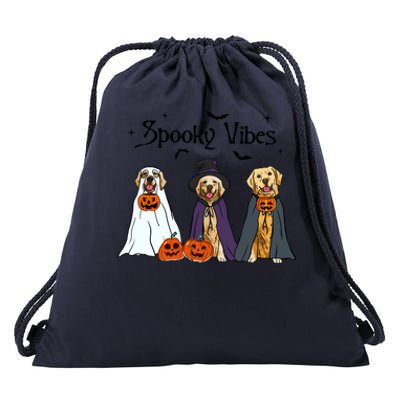 Golden Retriever Ghost Dogs Halloween Dog Witch Spooky Vibes Drawstring Bag