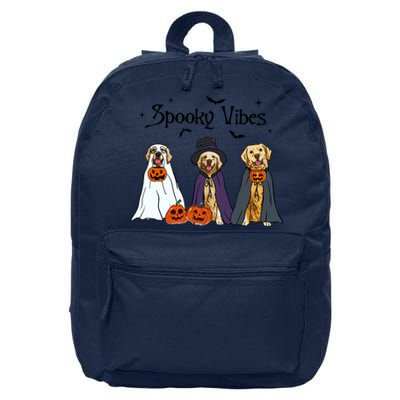 Golden Retriever Ghost Dogs Halloween Dog Witch Spooky Vibes 16 in Basic Backpack