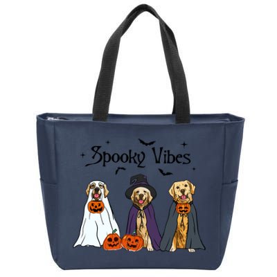 Golden Retriever Ghost Dogs Halloween Dog Witch Spooky Vibes Zip Tote Bag