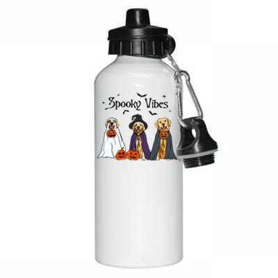 Golden Retriever Ghost Dogs Halloween Dog Witch Spooky Vibes Aluminum Water Bottle 