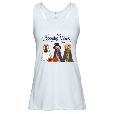 Golden Retriever Ghost Dogs Halloween Dog Witch Spooky Vibes Ladies Essential Flowy Tank