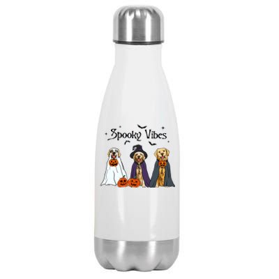 Golden Retriever Ghost Dogs Halloween Dog Witch Spooky Vibes Stainless Steel Insulated Water Bottle