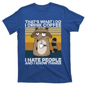 Grumpy Raccoon Gift I Coffee I Hate People I Know Things Gift T-Shirt