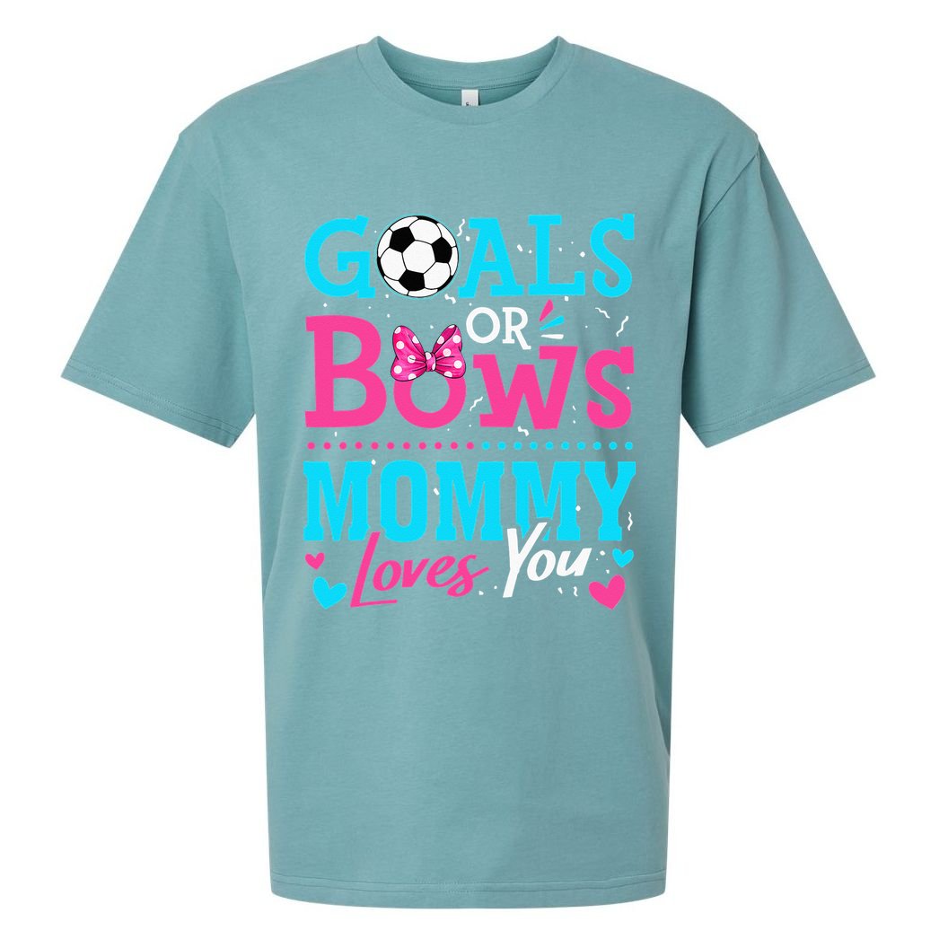 Gender Reveal Goals Or Bows Mommy Loves You Soccer Sueded Cloud Jersey T-Shirt