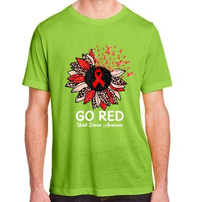 Go Red Heart Disease Awareness Month Ribbon Sunflower Gift Adult ChromaSoft Performance T-Shirt