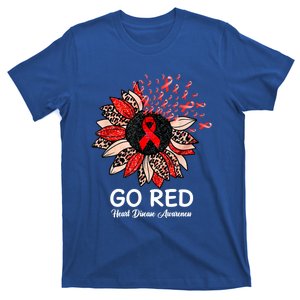 Go Red Heart Disease Awareness Month Ribbon Sunflower Gift T-Shirt