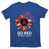 Go Red Heart Disease Awareness Month Ribbon Sunflower Gift T-Shirt