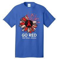 Go Red Heart Disease Awareness Month Ribbon Sunflower Gift Tall T-Shirt