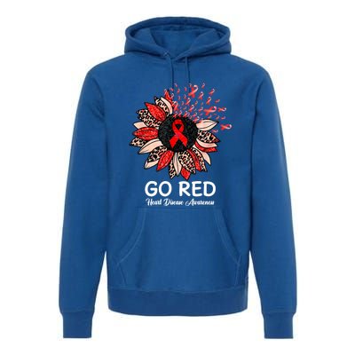 Go Red Heart Disease Awareness Month Ribbon Sunflower Gift Premium Hoodie