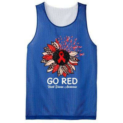 Go Red Heart Disease Awareness Month Ribbon Sunflower Gift Mesh Reversible Basketball Jersey Tank