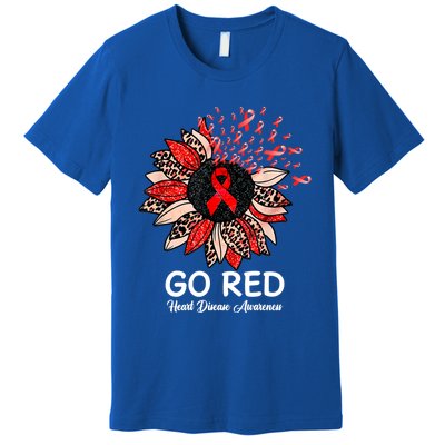 Go Red Heart Disease Awareness Month Ribbon Sunflower Gift Premium T-Shirt