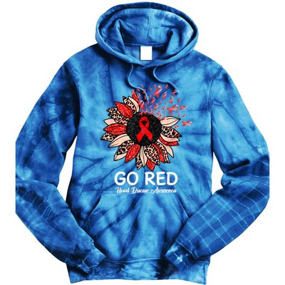 Go Red Heart Disease Awareness Month Ribbon Sunflower Gift Tie Dye Hoodie