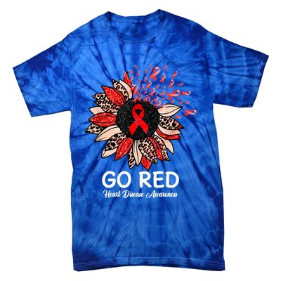 Go Red Heart Disease Awareness Month Ribbon Sunflower Gift Tie-Dye T-Shirt