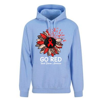 Go Red Heart Disease Awareness Month Ribbon Sunflower Gift Unisex Surf Hoodie