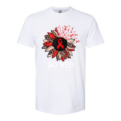 Go Red Heart Disease Awareness Month Ribbon Sunflower Gift Softstyle CVC T-Shirt