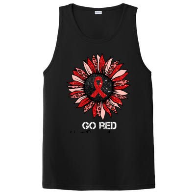 Go Red Heart Disease Awareness Month Ribbon Sunflower Gift PosiCharge Competitor Tank