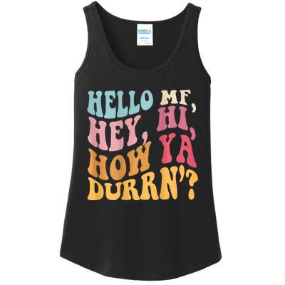 Groovy Retro Hello Mf Hey Hi How Ya Durn Ladies Essential Tank