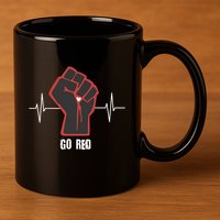 Go Red Heart Disease Awareness Month Gift 11oz C Handle Ceramic Mug
