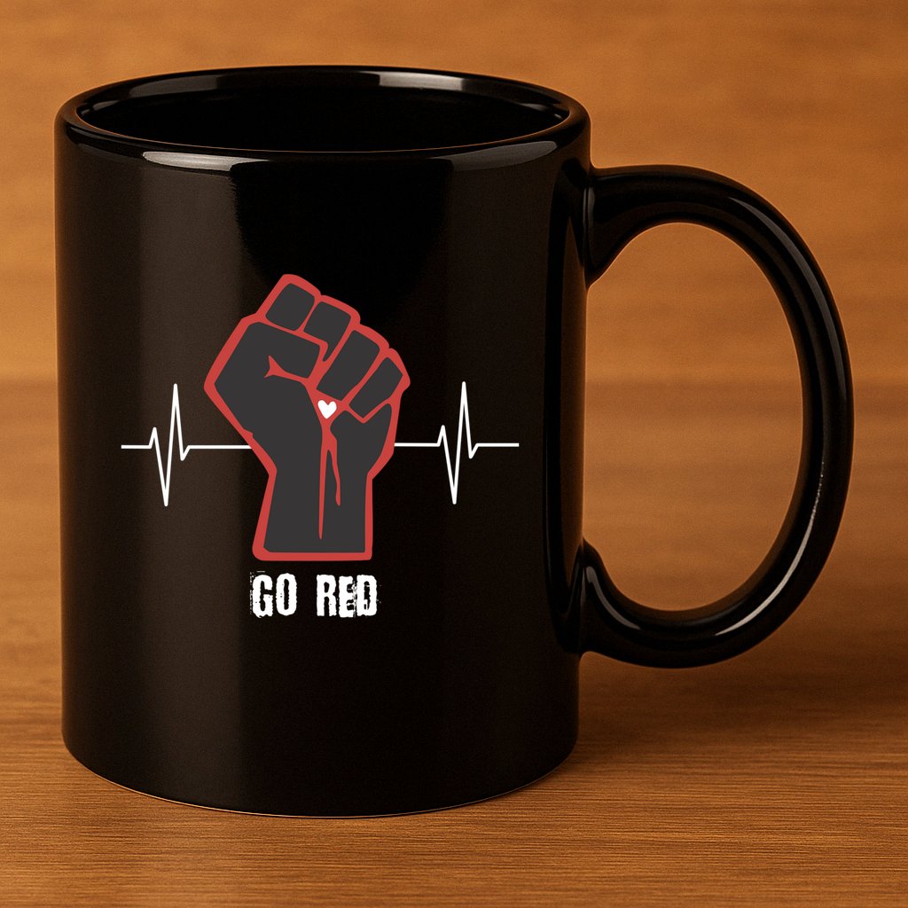 Go Red Heart Disease Awareness Month Gift 11oz C Handle Ceramic Mug