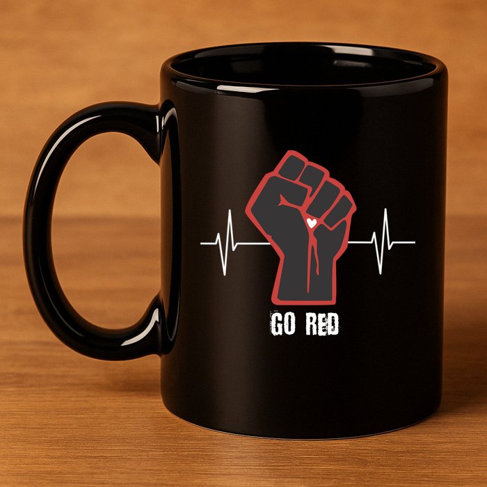 Go Red Heart Disease Awareness Month Gift 11oz C Handle Ceramic Mug
