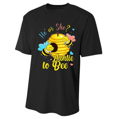 Gender Reveal He Or She Auntie To Bee Baby Announcement Performance Sprint T-Shirt