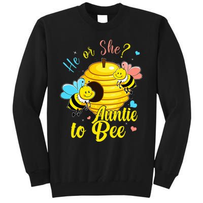 Gender Reveal He Or She Auntie To Bee Baby Announcement Tall Sweatshirt