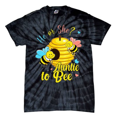 Gender Reveal He Or She Auntie To Bee Baby Announcement Tie-Dye T-Shirt