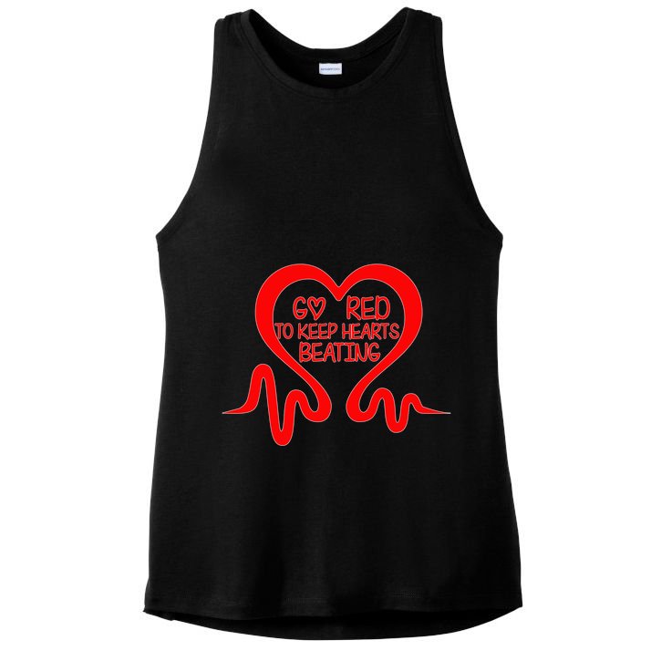Go Red Heart Disease Awareness Month Gift Ladies PosiCharge Tri-Blend Wicking Tank