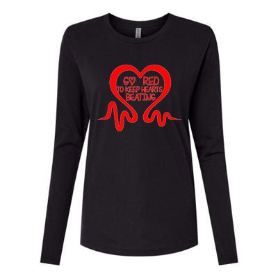 Go Red Heart Disease Awareness Month Gift Womens Cotton Relaxed Long Sleeve T-Shirt