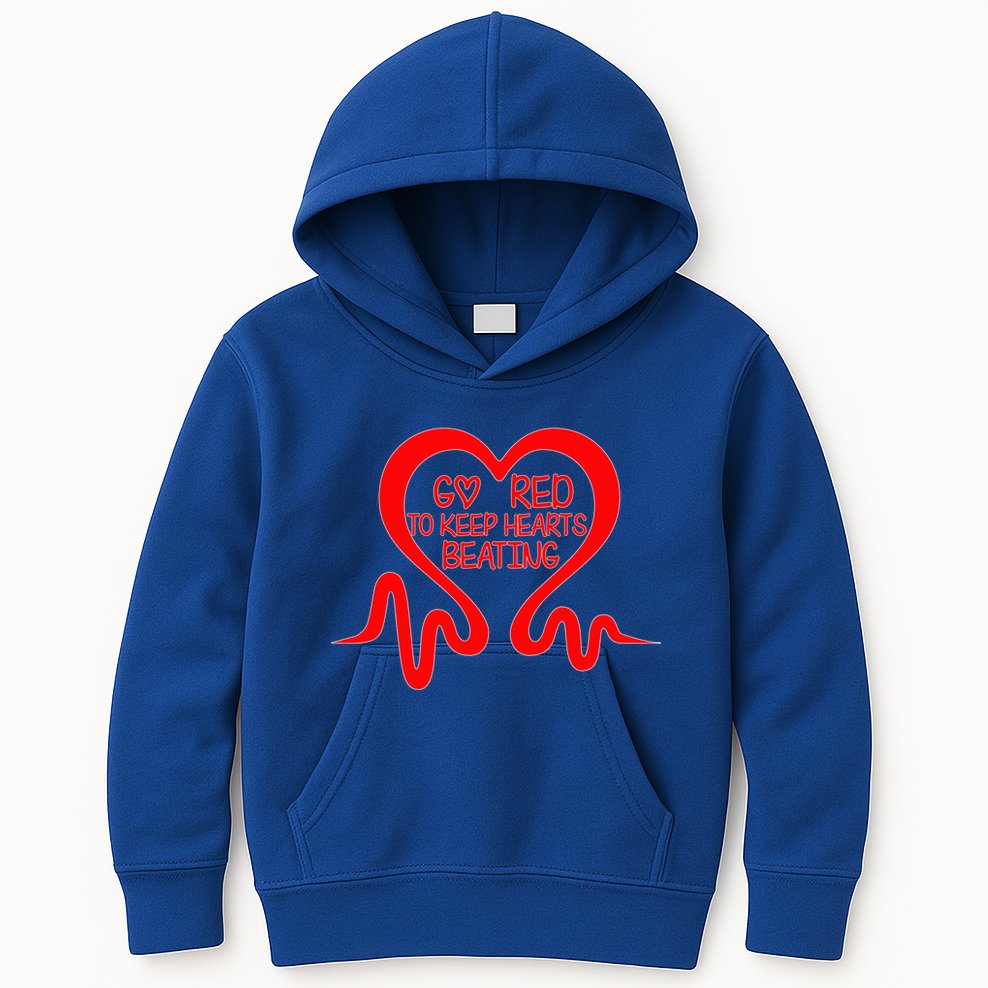 Go Red Heart Disease Awareness Month Gift Kids Hoodie