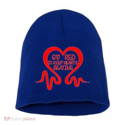 Go Red Heart Disease Awareness Month Gift Short Acrylic Beanie