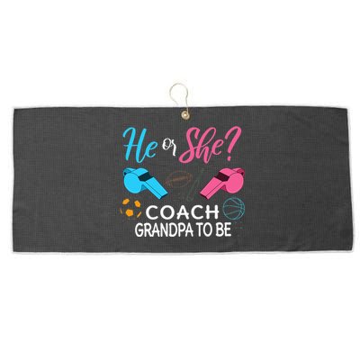 Gender Reveal He Or She Pops To Be Coach Future Grandfather Large Microfiber Waffle Golf Towel