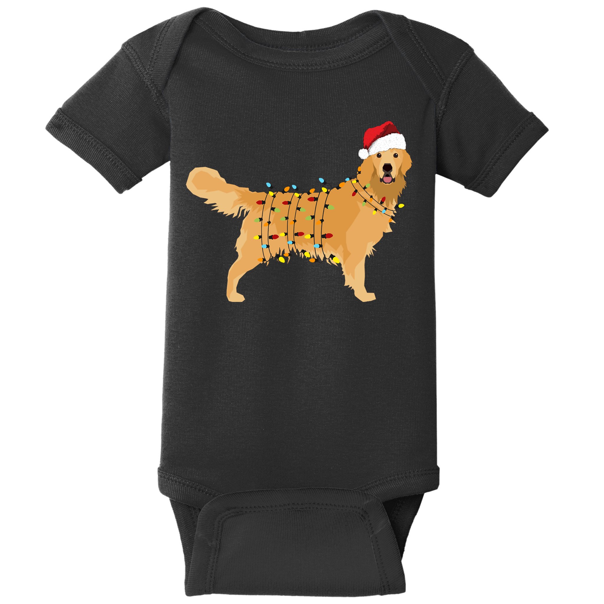 Golden Retriever Holiday Christmas Light Classic Baby Bodysuit