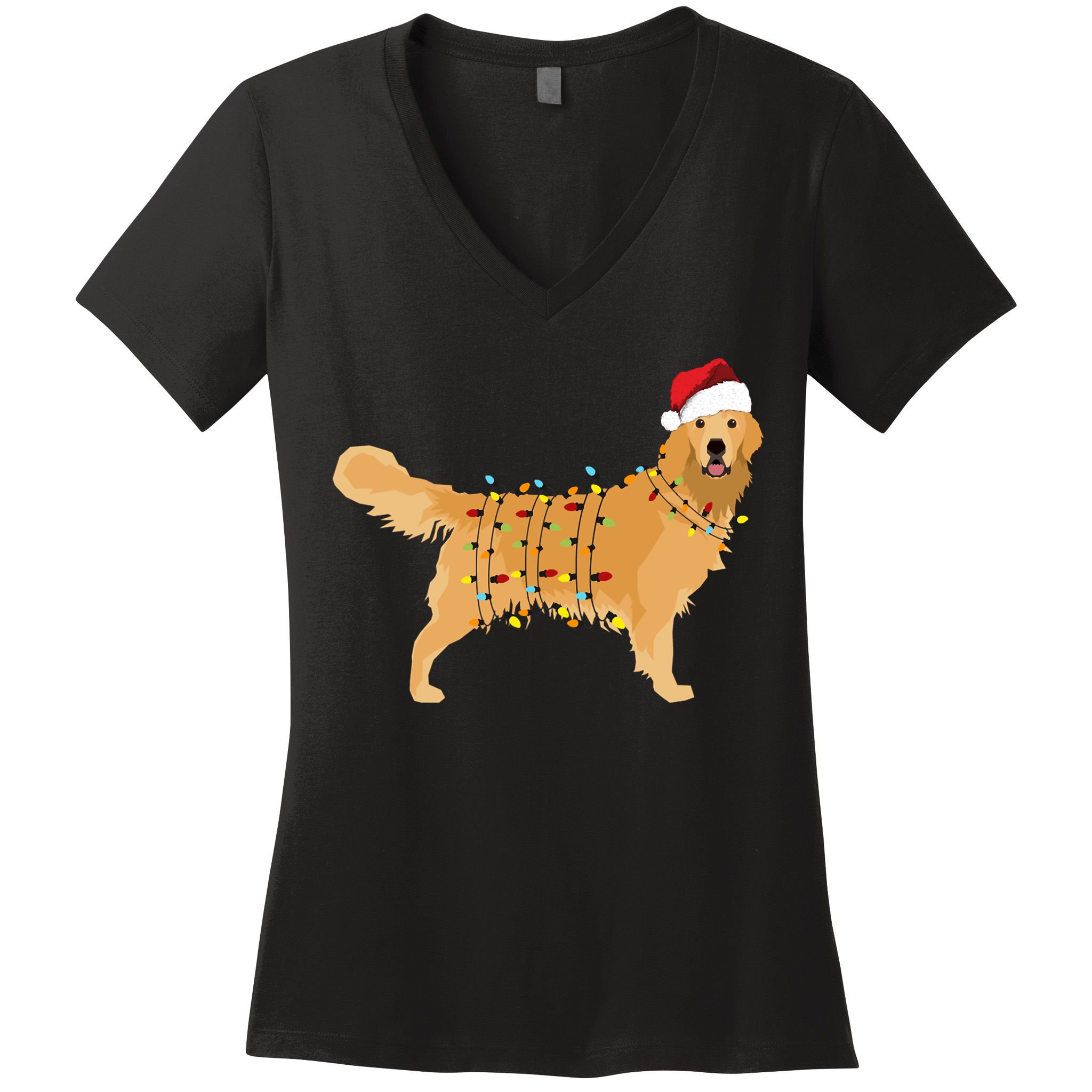 Golden Retriever Holiday Christmas Light Classic Women's V-Neck T-Shirt
