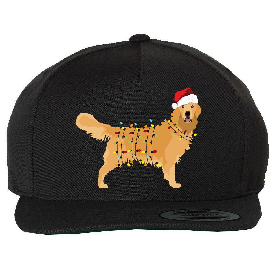 Golden Retriever Holiday Christmas Light Classic Wool Snapback Cap